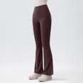thumbnail image 4 of Girls' Cross High-Waisted Flare Leggings Stretch Bell-Bottom Pants for Dance Yoga Brown XL, 4 of 4