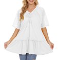 thumbnail image 4 of Mittory Women's Plus Size Summer Tops Short Sleeve Lace Pleated Blouses Tunic Tops, 4 of 8