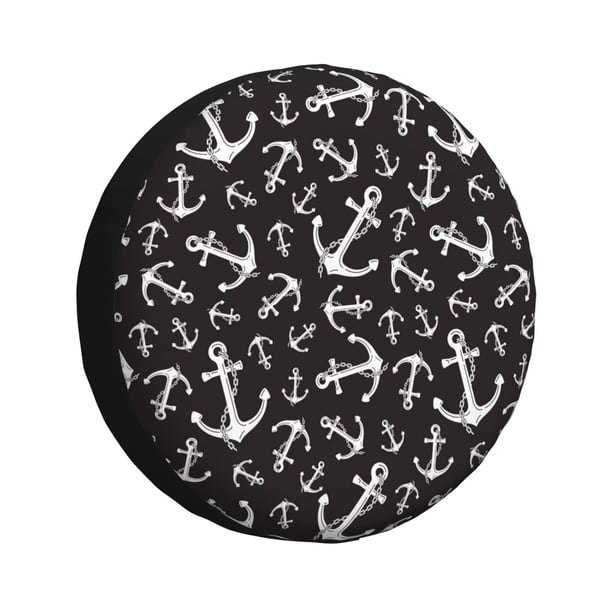 Fotbe Anchors Funda de Llanta de Repuesto con Estampado, Engrosada, Ajuste Universal para Jeep, Remolque, RV, SUV, Camión-15 inch