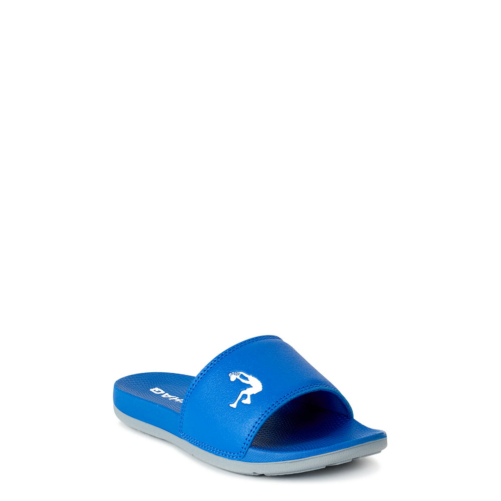 Shaq - Shaq Boy’s Royal Blue Comfort Slide Sandals - Walmart.com ...