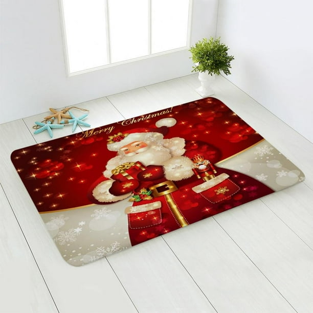 Printed Doormat Entrance Rug Snowman Santa Claus Christmas Door Mat