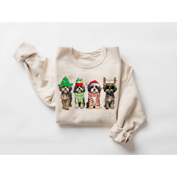 Velto Festive Shih Tzu Happy Holiday Sweatshirt | Xmas Shih Tzu Sweater | Happy Holiday Shih Tzu | Shih Tzu Lover Gift | Holiday Dog Sweater | Xmas Gifts All Size S-3XL