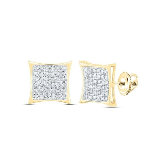 Gold Time 10kt Yellow Gold Diamond Square Kite Cluster Earrings, 1/6 Cttw