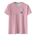 thumbnail image 1 of Hauts pour Femmes Jour de l'Indépendance Drapeau Col Rond Imprimé Lettre Manches Courtes T-Shirts pour Femmes Rose S, 1 of 4
