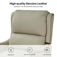 thumbnail image 6 of Genuine Leather Recliner Chair Set of 2 Push Back Upholstered Armchair Wingback Lounge Sofa Wood Leg Home Decor Living Room Bedroom Beige, 6 of 8