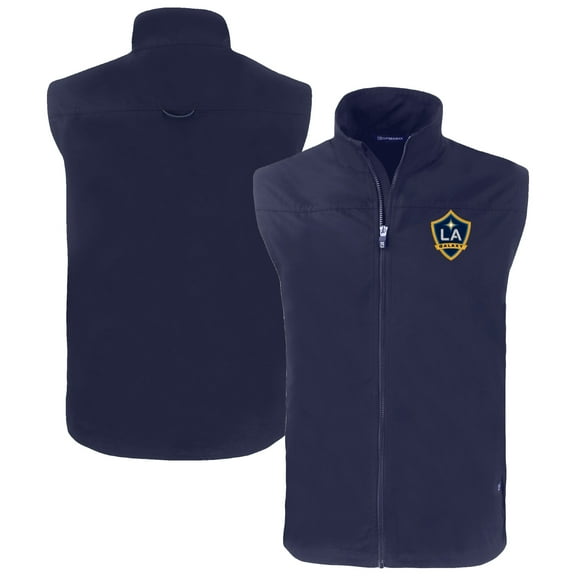 Men's Cutter & Buck Navy LA Galaxy Big & Tall Charter Eco Recycled Full-Zip Vest