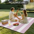thumbnail image 4 of Pink Stripe Outdoor Rug 3x5 Ft - Reversible Patio Rug Outdoor Camping Rugs, Modern Simple Geometric White Striped Washable Indoor Outdoor Area Rugs, Non-Slip Outdoor Carpet Runner for Deck/Porch, 4 of 8