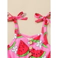 thumbnail image 5 of Musuos Little Girl Summer Jumpsuit 1-5 Years Sleeveless Tie Strap Watermelon Print Romper Shorts with Belted Toddler Playsuit, 5 of 9