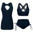thumbnail image 1 of DGMIOCS Ensemble Tankini Bikini Triangle pour Femmes Bleu Marine TP, 1 of 9