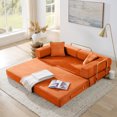 thumbnail image 2 of Jopath 78" Convertible Sofa Bed with Fixed-Shape Frame and Removable Armrests,Futon Boneless Couch Lounge Loveseat with 2 Pillows,Folding Mattress Couch for Living Room,No Assembly Needed,Orange, 2 of 10