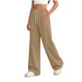 thumbnail image 4 of Boys Girls Wide Leg Pants Solid Elastic Waist Drawstring Sport Pants Kids Casual Comfy Versatile Trousers Khaki 5-6 Years, 4 of 6