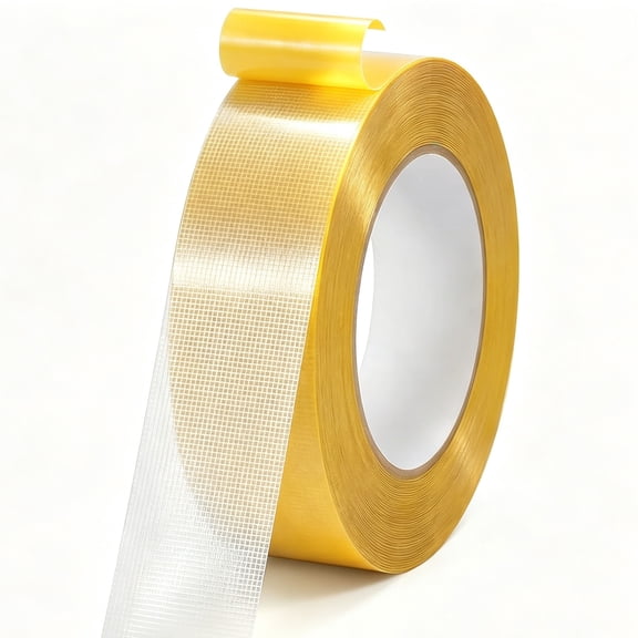 Heavy-Duty Double-Sided Duct Tap, Clear Tape with Residue-Free, Mesh Double Sided Tape for Homeowners DIY, Easy Tear for Rug Securing