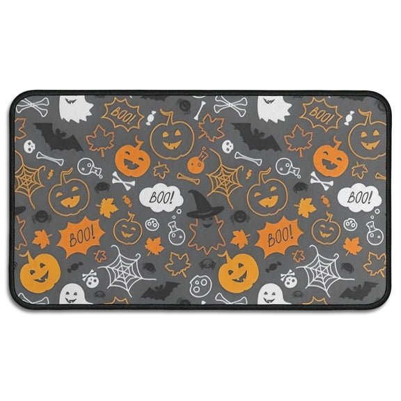 Halloween Ghost Pumpkin Pattern Door Rugs,Washable Non Slip Door Mats Indoor,Decorative Door Mats,Entry Mat Indoor for Entrance,Bedroom,Kitchen,Bathroom,30"x17"