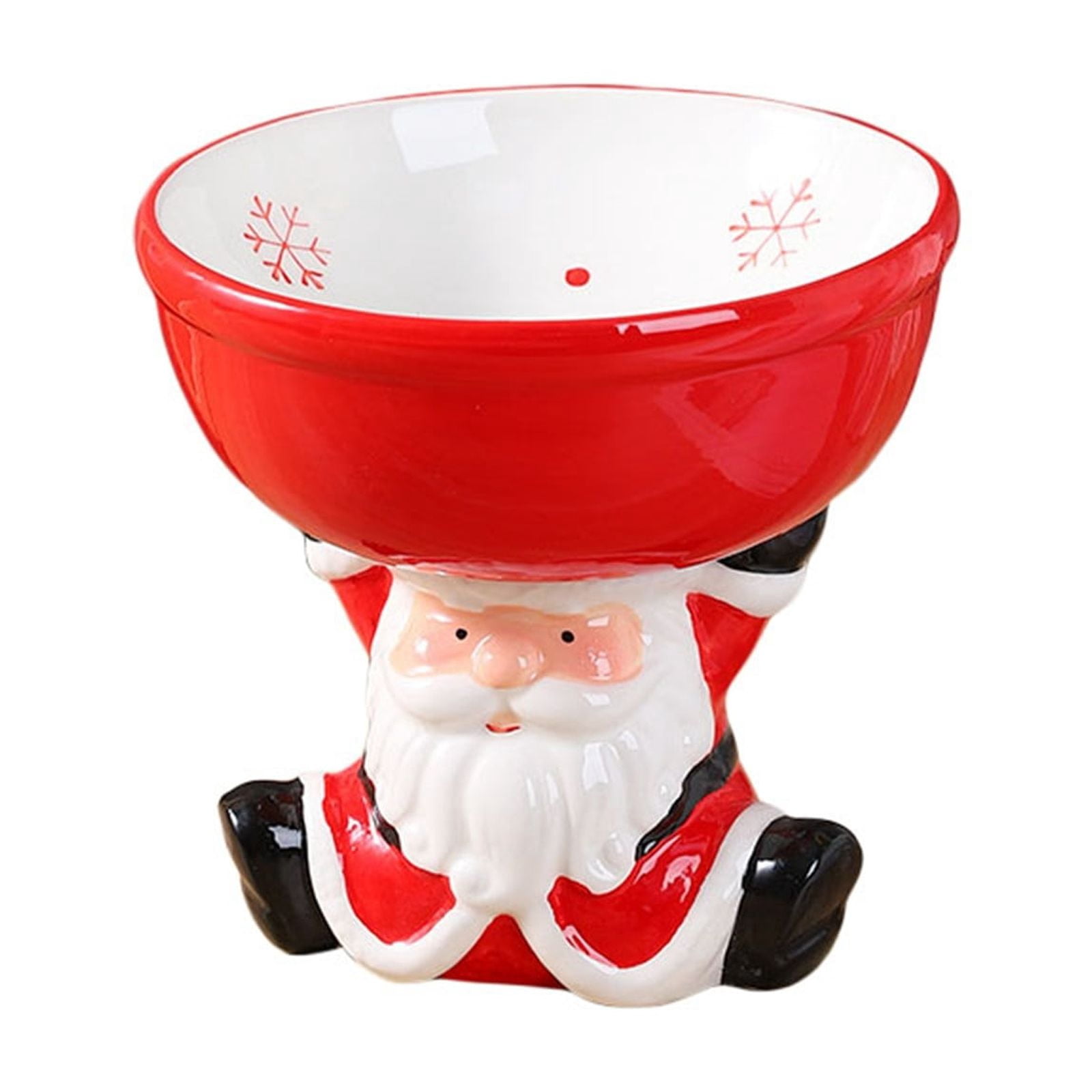 Gytml Ceramic Christmas Pet Bowl With Santa Claus Base,Multi-Functional Container For Candy, Treats & Pet Feeding,3D Festive Pet Storage Bowl For Parties & Home Use Red 16x15.2cm