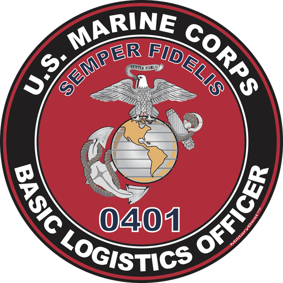 U.S.M.C. MOS 0401 Basic Logistics Officer Decal 3.8" - Red