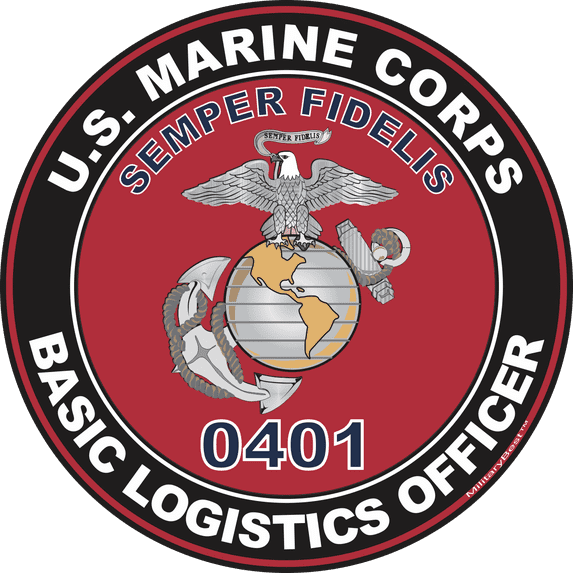 U.S.M.C. MOS 0401 Basic Logistics Officer Decal 5.5" - Red