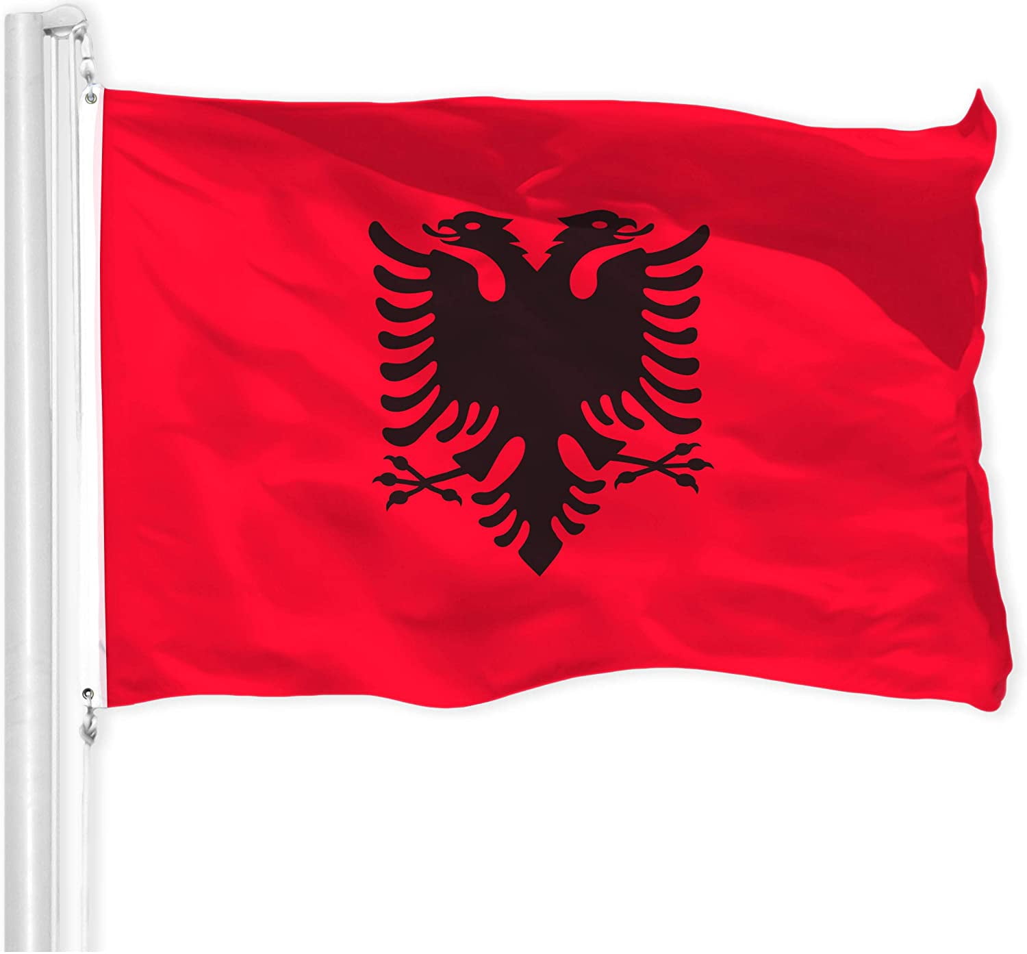 G128 Combo Flag Pack: USA American Flag 3x5 ft 150D Printed Stars & Albania Flag 3x5 ft 150D Printed