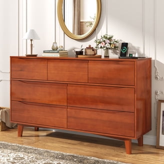 Camaflexi Mid-Century Solid Wood Dresser, Modern 3 Drawer Dresser for  Bedroom, Light Oak Finish - Walmart.com