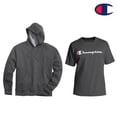 thumbnail image 2 of Champion Men's Big & Tall Pullover Fleece Hoodie (2XL) with Men’s Big & Tall Short Sleeve Script Tee Shirt (2X) Bundle Set (Charcoal Heather), 2 of 6