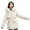 White, variant on Jinhomg Hooded Warm Winter Coat for Women Trendy Faux Fur Trim Hooded Puffer Jacket Casual Comfy Double Closure Drawstring Waist Outerwear with Pockets Spring Saving Black M