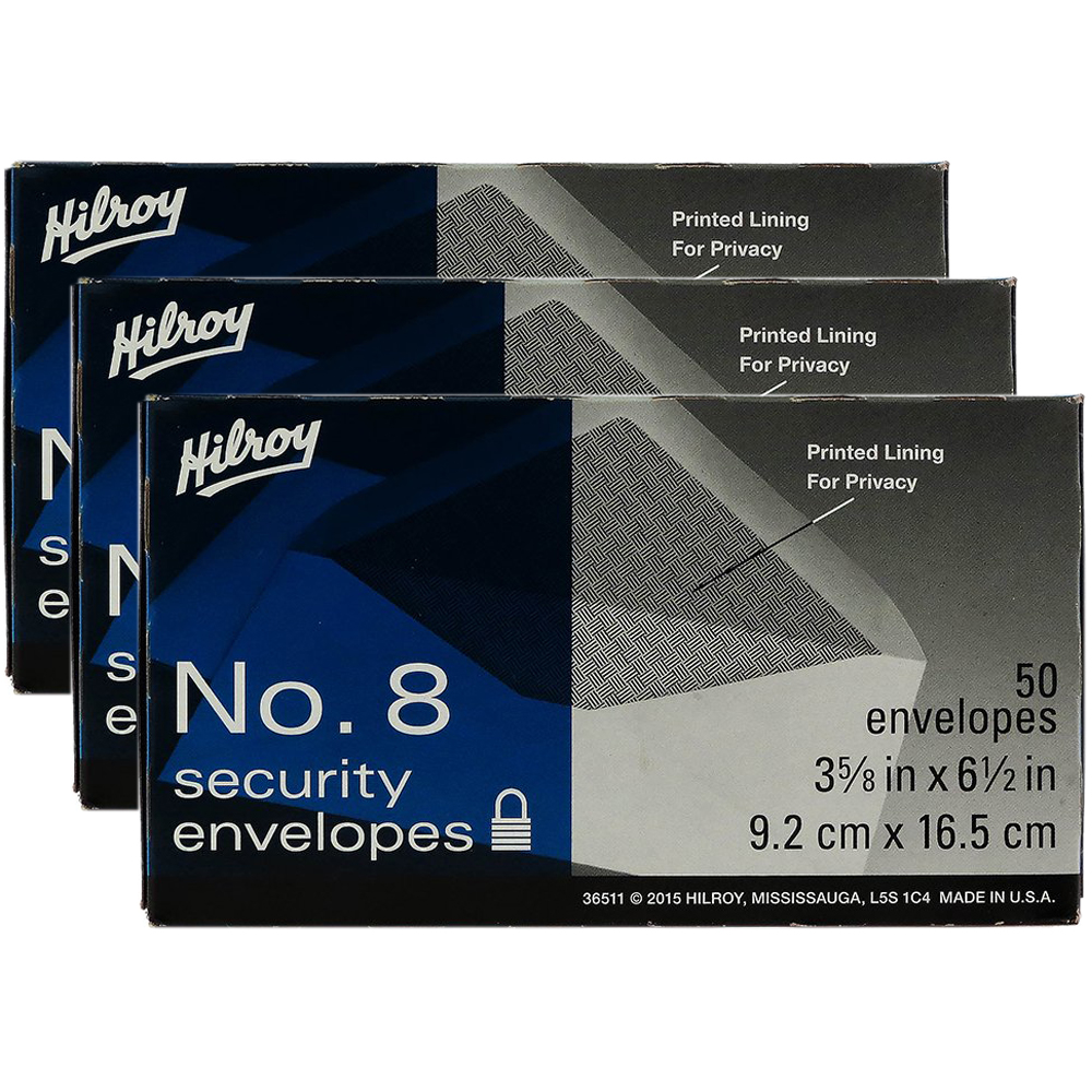 Hilroy No.8 Security Envelopes (50 Pack)(Pack of 3)