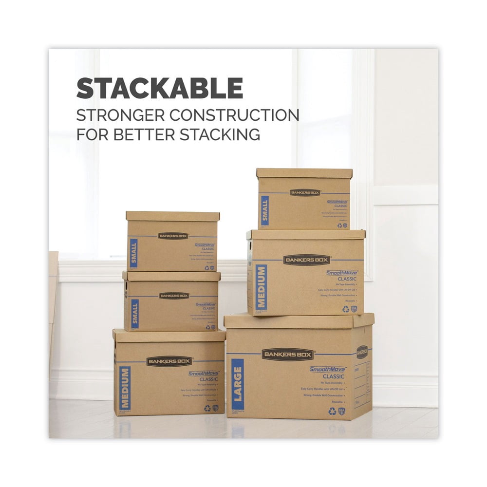 Bankers Box 7716401 SmoothMove Classic Moving/Storage Boxes - Small/Medium, Brown/Blue (12/Carton)