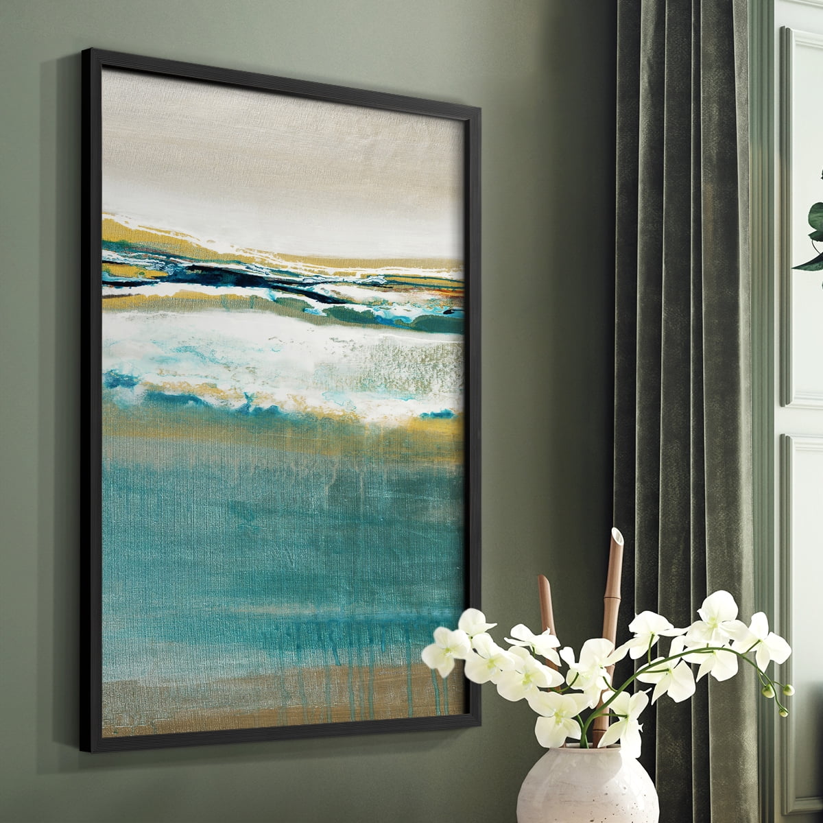 Aqua Quartz V2 Framed Print in Black Solid Wood Framed Print No Nail Hanging