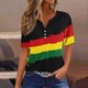 thumbnail image 2 of Blusas de Verano de las Mujeres Casual Gradiente Manga Corta V-Cuello Superior, Ligera Imitación de Tela de Estante para la Primavera Y el Verano Diario Y de Fiesta, 2 of 8