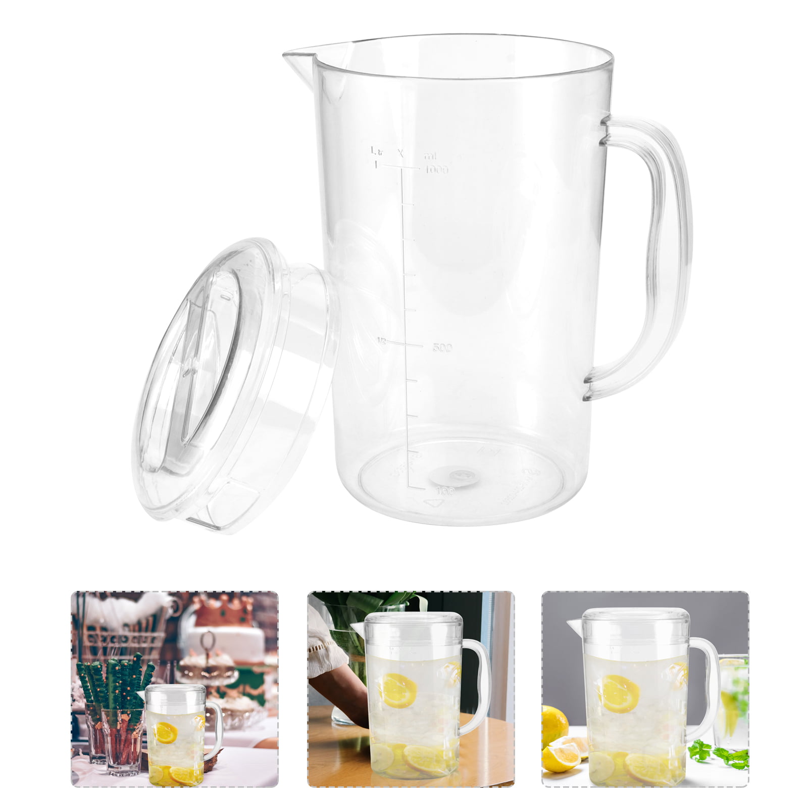 EXQUIMEUBLE Stainless Steel Pitcher Milk Water Bottle Drinkware Set Tea  Pitcher 1 Gallon for Fridge Glass Carafes Plastic Pitcher with Lid Pitchers