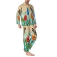 thumbnail image 3 of Kll Colorful Plants And Insects Sleepwear Mens Flannel Pajamas,Long Cotton Pj Set, 3 of 9