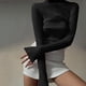 thumbnail image 5 of Tops Transparentes de Larga Plisados para Mujer Negro M, 5 of 7