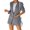 Gray, variant on Langwyqu Long Sleeve Solid Color Women V-Neck Buttons Blazer Coat