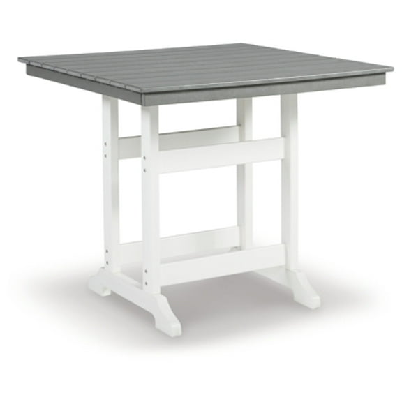Signature Design by Ashley Outdoor Transville HDPE Patio Counter Table with Umbrella Option, Gray