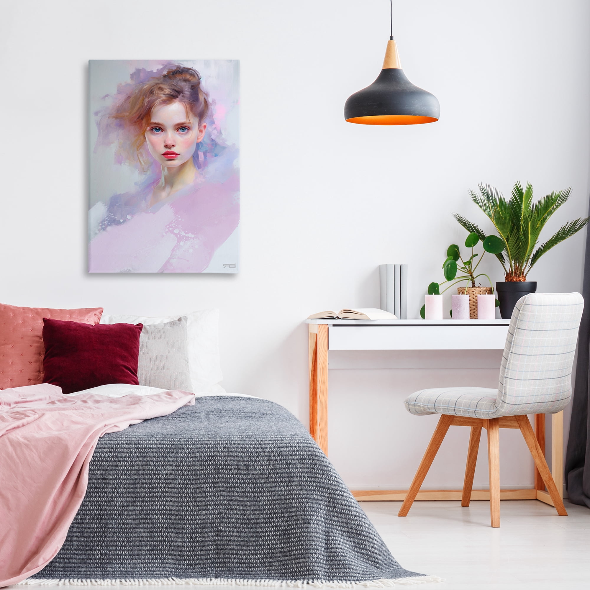 Stupell Industries Soft Portrait of Woman Novelty Painting Gallery Wrapped Canvas Art Print Wall Art, 24 x 36