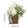 thumbnail image 2 of GEjnmdty Wildflowers Hanging Basket Wreath, 15.7Inch Artificial White Hydrangea Spring Summer Wreath for Front Door, Wall Hanging Flower Bucket Rustic Wreath Party Wedding (A), 2 of 9