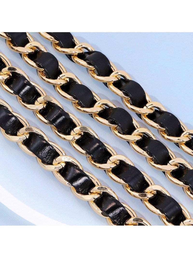 Chain Belts Leather Waist Belt for Women Layered Metal Chain  display picture 3