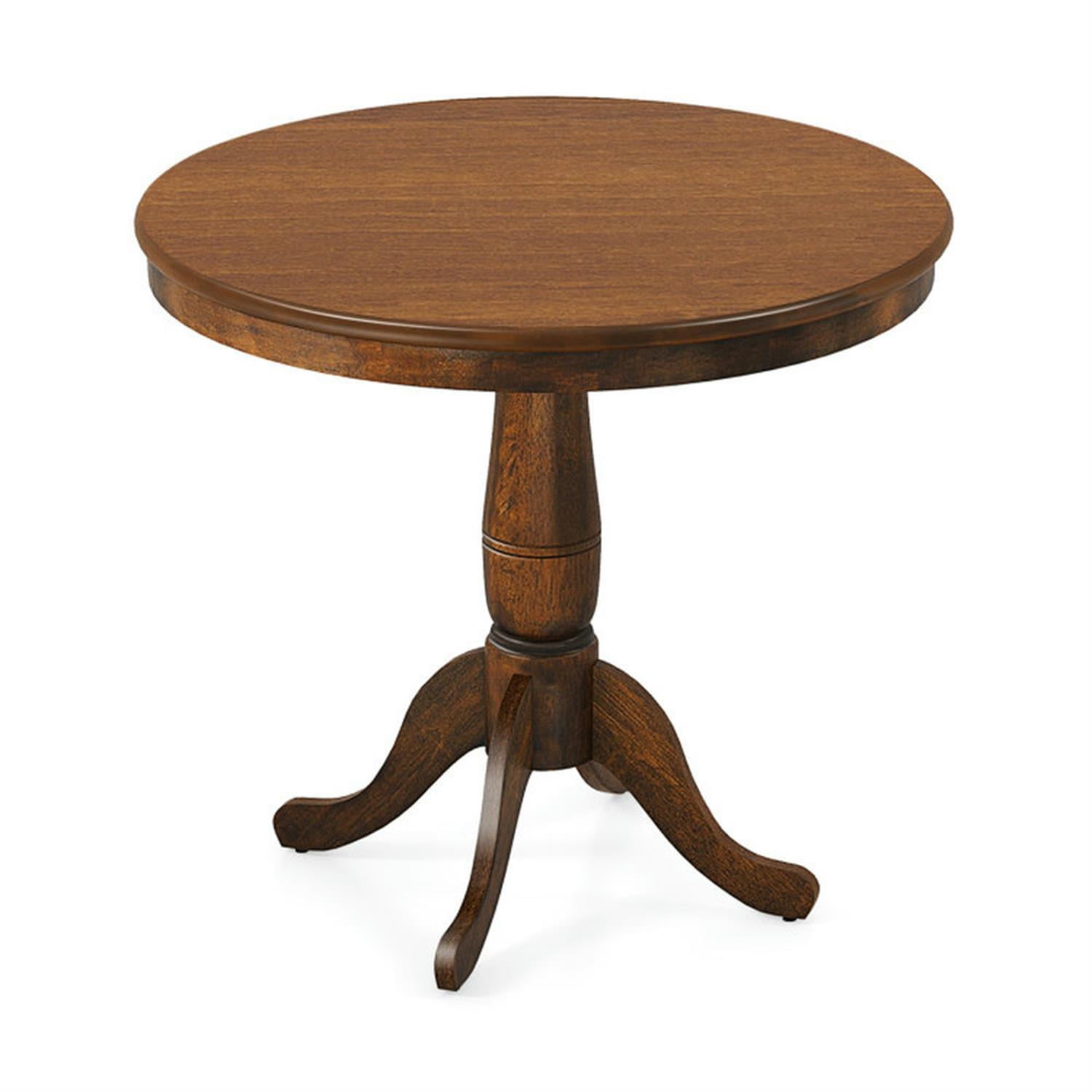 Demi Bonn 32" Wooden Round Pub Pedestal Side Table, Modern Kitchen Table Furniture for Dining Room, Dinette, Compact Space-Saving, Brown