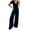 Navy, variant on Riforla Womens Summer Short Sleeve Jumpsuits High Waist Low Cut Casual Scoop Neck Fit and Flare Long Pants Rompers Jumpsuits for Women Navy S