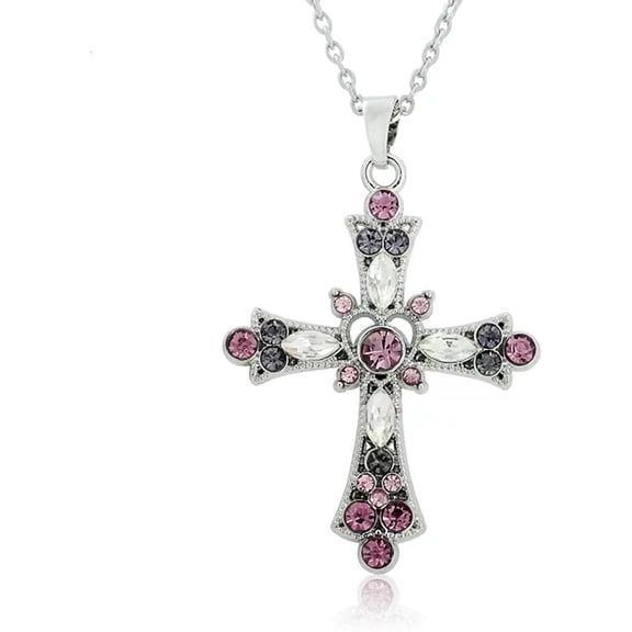 Cross Necklace for Women,Cross Necklace Y2K,Big Cross Necklaces,Crystal Cubic Zirconia Necklace for Women[n047]