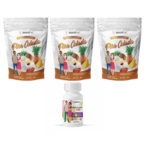 Gastric Sleeve Complete Vitamin Pack - Capsules Size: 3-Month Supply, BariatricPal Multivitamin ONE: Capsule - Iron Free, BariatricPal Calcium Citrate Soft Chews: PiƱa Colada