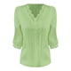 thumbnail image 5 of Top boho,Camiseta informal de mujer con cuello en V y manga 3/4, poliéster, color liso, para uso diario, sopatenor, 5 of 8