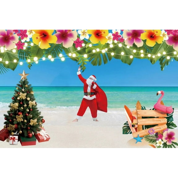 Laeacco Tropical Sea Seaside Ocean Backdrop Beach Party Wave Natural Scene Merry Christmas Photography Background Photo Studio