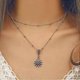 thumbnail image 3 of Silver Layered Necklace Vintage Beaded Sunflower Choker Necklace Sun Pendant Necklace Chain for Women and Teen Girls, 3 of 4
