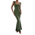thumbnail image 3 of Valcatch Maxi Dress for Women Short Sleeve Square Neck Bodycon Long Dress Soft Slim Lounge Dress, 3 of 5