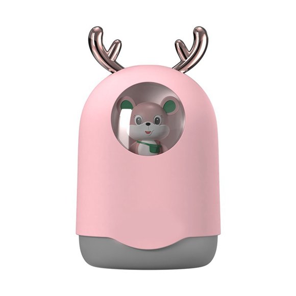 Mini humidificador portátil con cable USB, silencioso, para escritorio, dormitorio, oficina, forma de animal adorable, color rosa