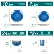 Vancasso 32 Pieces Dinnerware Sets for 8, Ceramic Plates and Bowls Sets, Scratch Resistant Dishes Set, Microwave & Dishwasher Safe, Blue