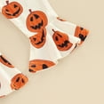 thumbnail image 6 of Newborn Baby Girl My First Halloween Outfits Romper Tops Pumpkin Bell-Bottom Flare Pants Headband Infant Fall 3Pcs Clothes Set, 6 of 8