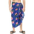 thumbnail image 2 of LA LEELA Men's Bath Trunk Swimwear Sarong Pareo Beach Wrap One Size Sapphire, Hibiscus Summer Vacation Aloha, 2 of 5