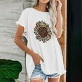 thumbnail image 2 of USSUMA Short Sleeve Women Tops Dressy Casual Loose Graphic Linen Cotton 2022 Trendy T-Shirt Shirts Leopard Sunflower Print Plus Size Tunics Top for Women Round Neck Summer Blouse, 2 of 5