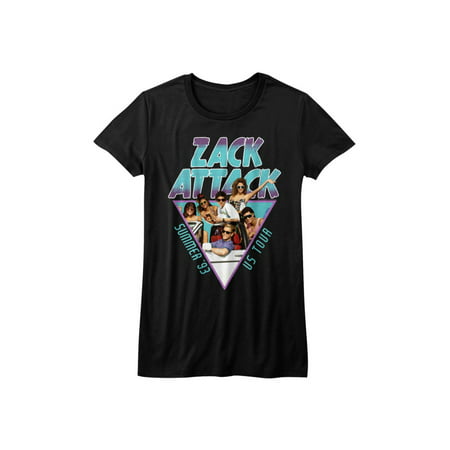 Saved By The Bell 80's Sitcom Zack Attack Summer Tour '93 Juniors T-Shirt (Saved By The Bell Best Summer Of My Life)
